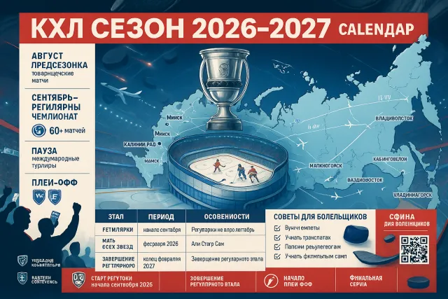 КХЛ сезон 2026-2027: календарь, расписание матчей и ключевые даты хоккейного сезона